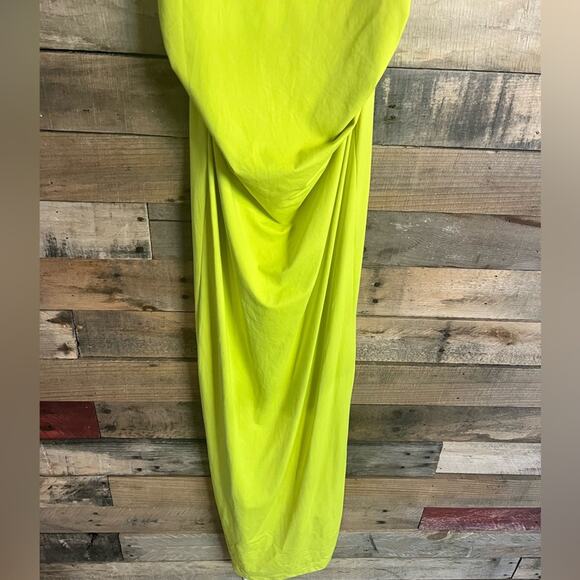 Zara Lime Green Dress With‎ Gathered Waist Size Medium - Picture 3 of 10